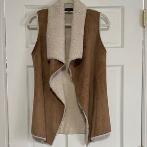 Romeo & Juliet Couture Tan and Cream Shearling Vest